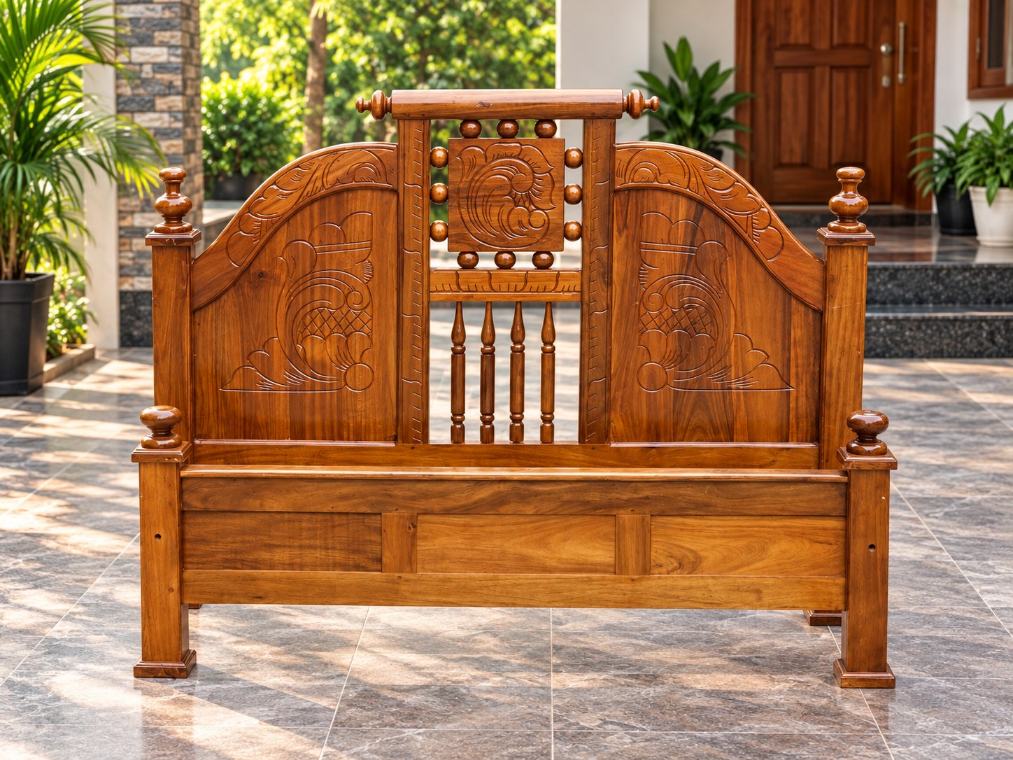 Contemporary Wingback Platform Bed