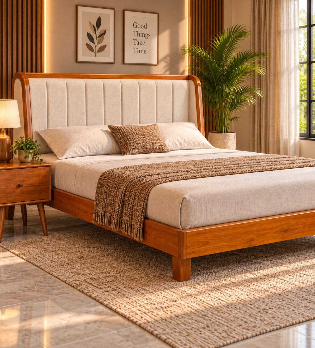 Prestige Dual-Tone Teak & Cane Cot