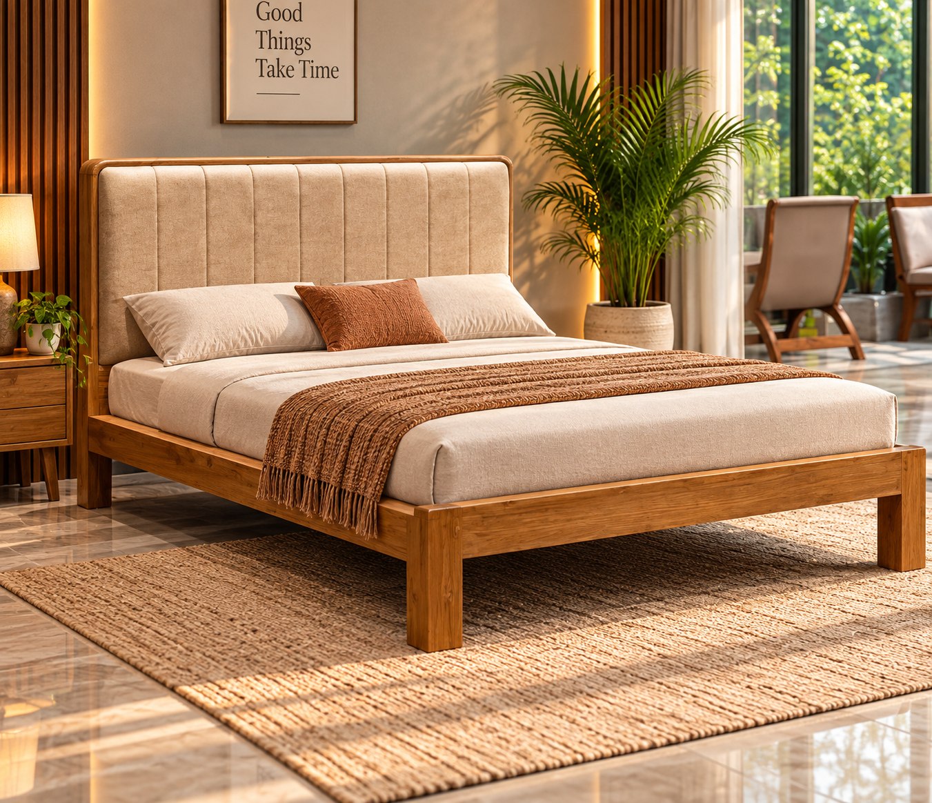 Geometric Chevron Inlay Bed