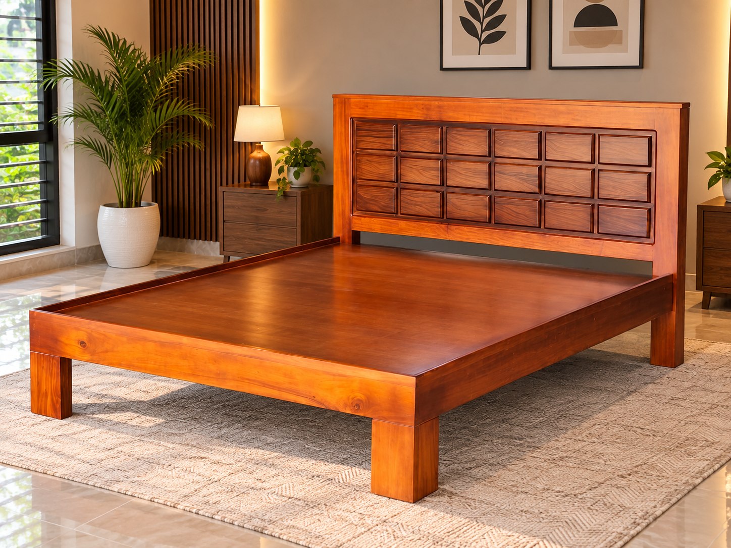 Modern Box-Storage Solid Cot