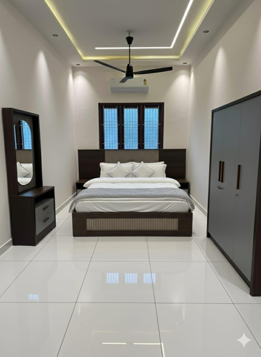 Horizon Geometric Panelled Platform Bed