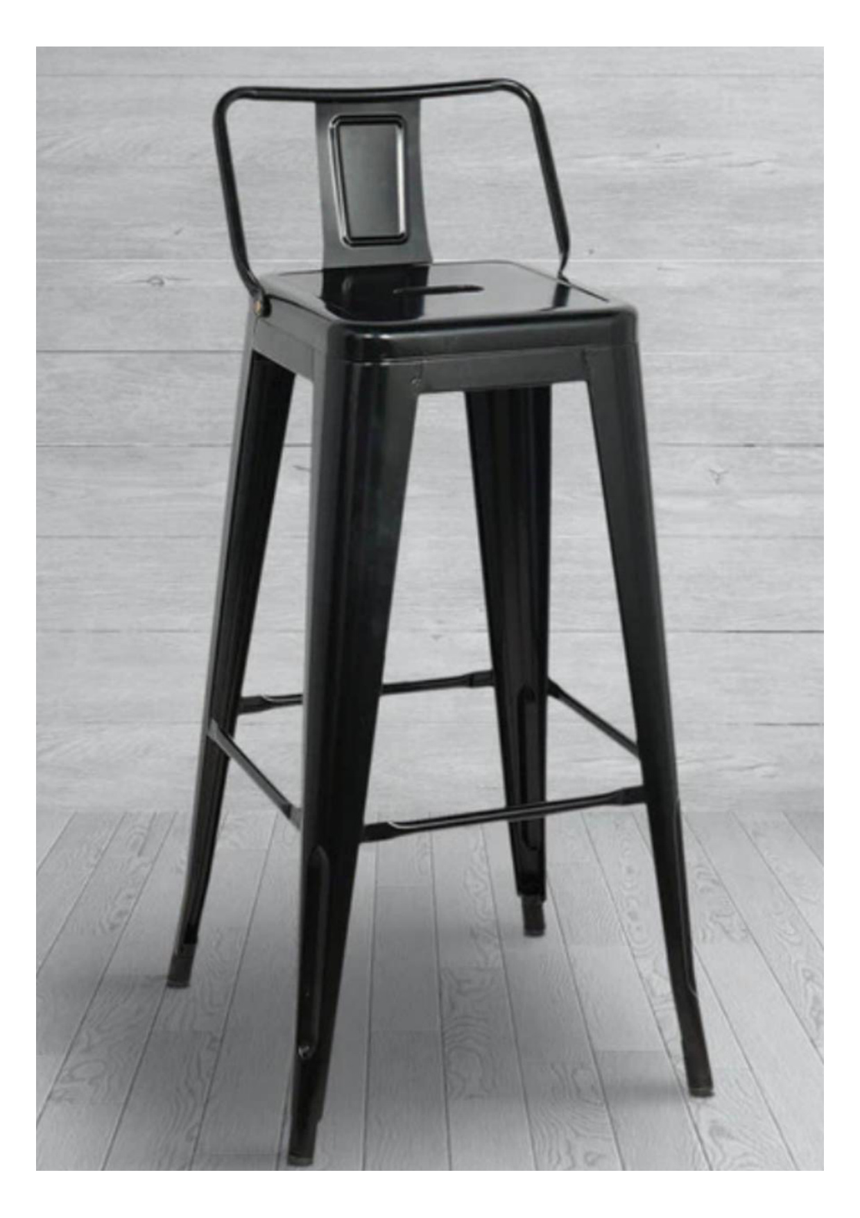 Matte Black Industrial High Bar Stool