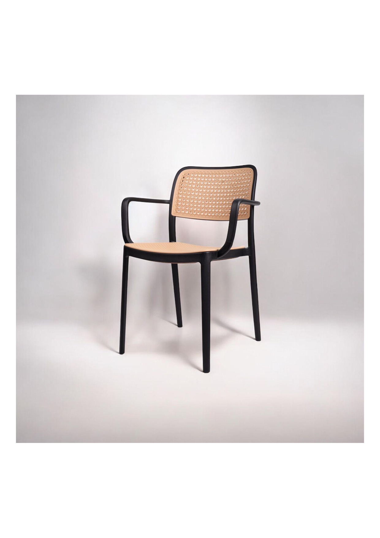Matte Black Woven Cane Chair