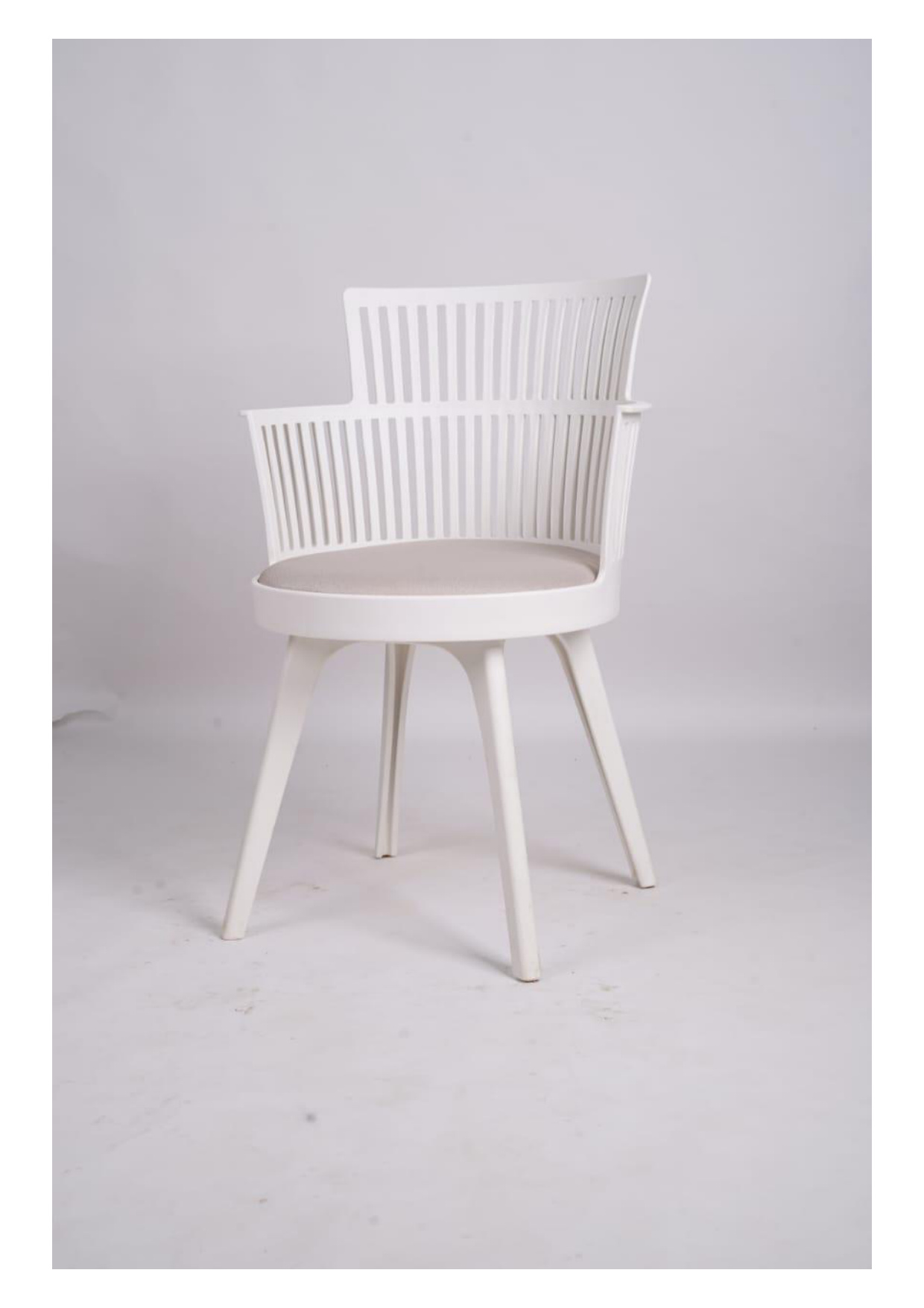 Fluted Spindle White Accent Chair