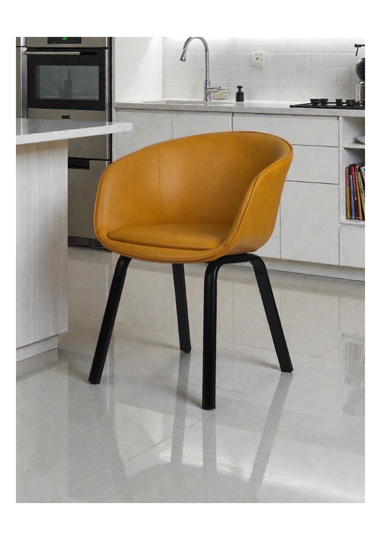 Saffron Mustard Leather Tub Armchair