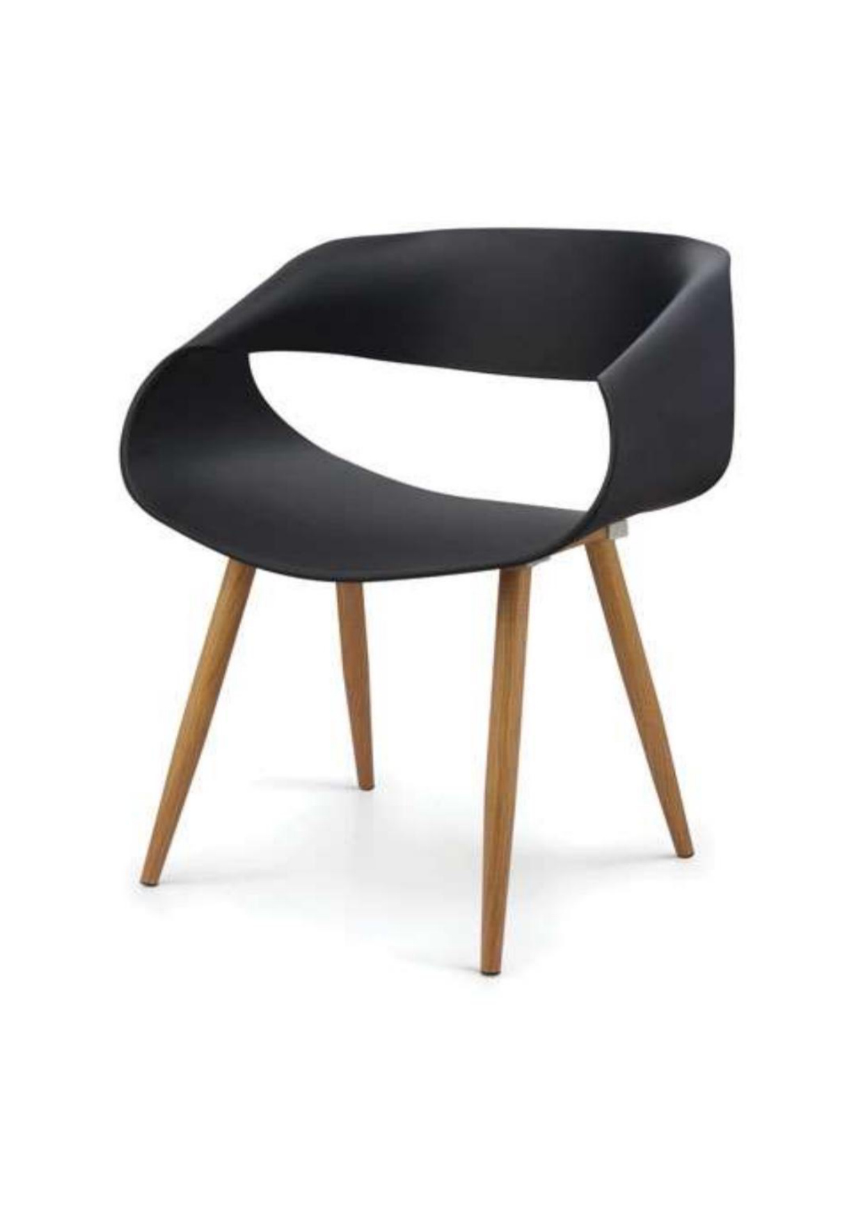 Nordic Matte Black Curved Shell Chair with Oak Legs