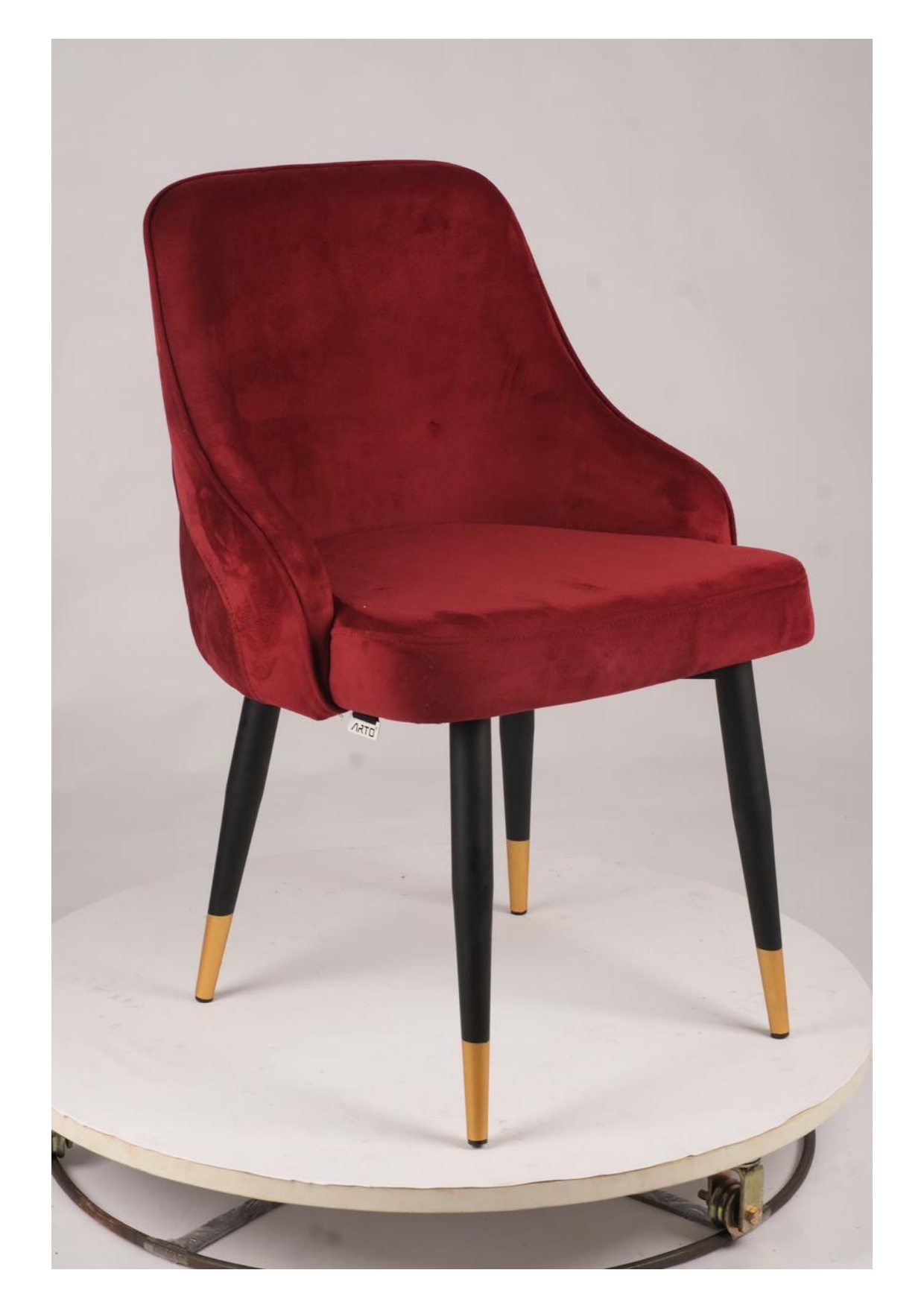 Burgundy Red Diamond Quilted Velvet Armchair