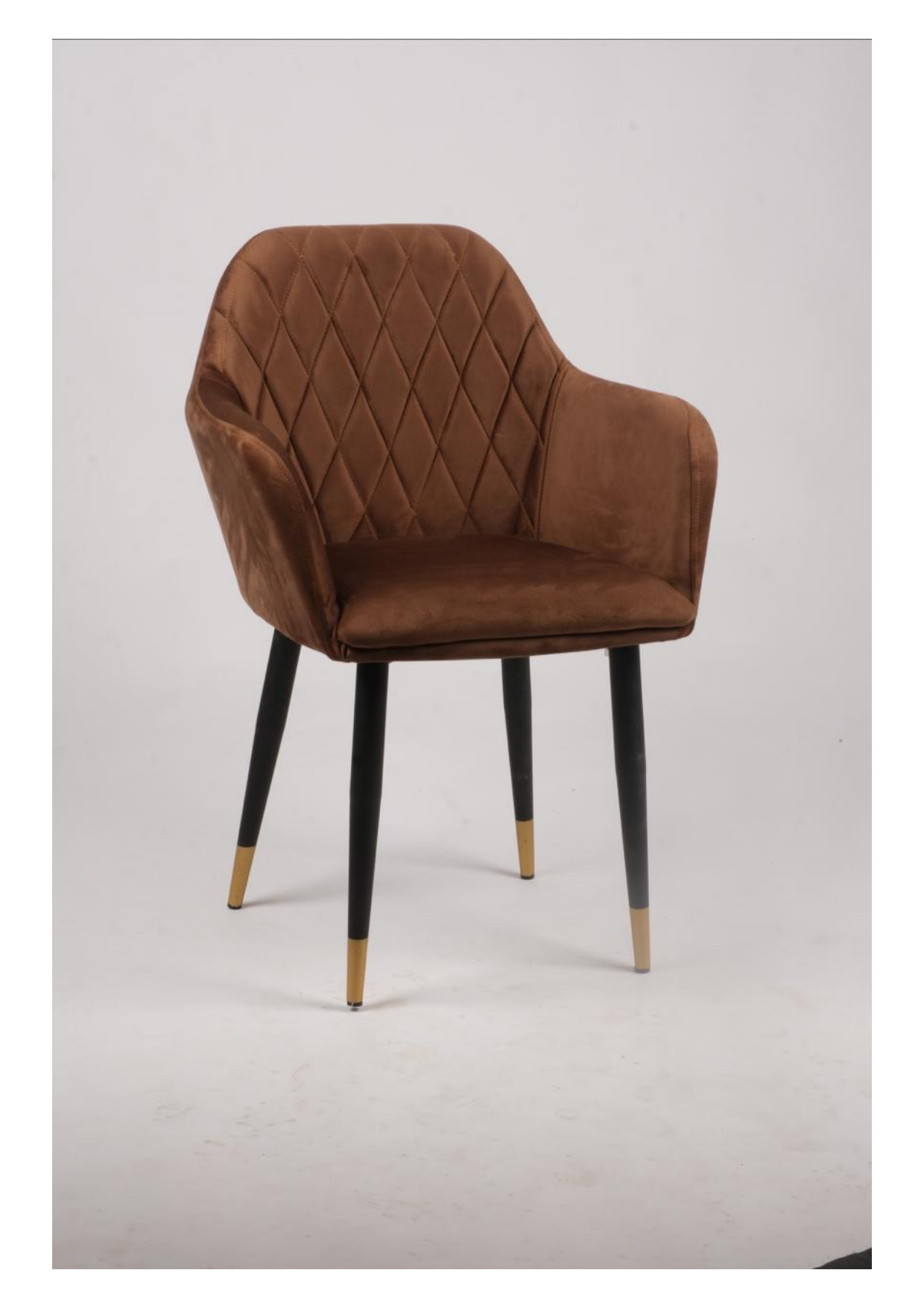 Chocolate Brown Diamond Quilted Velvet Armchair