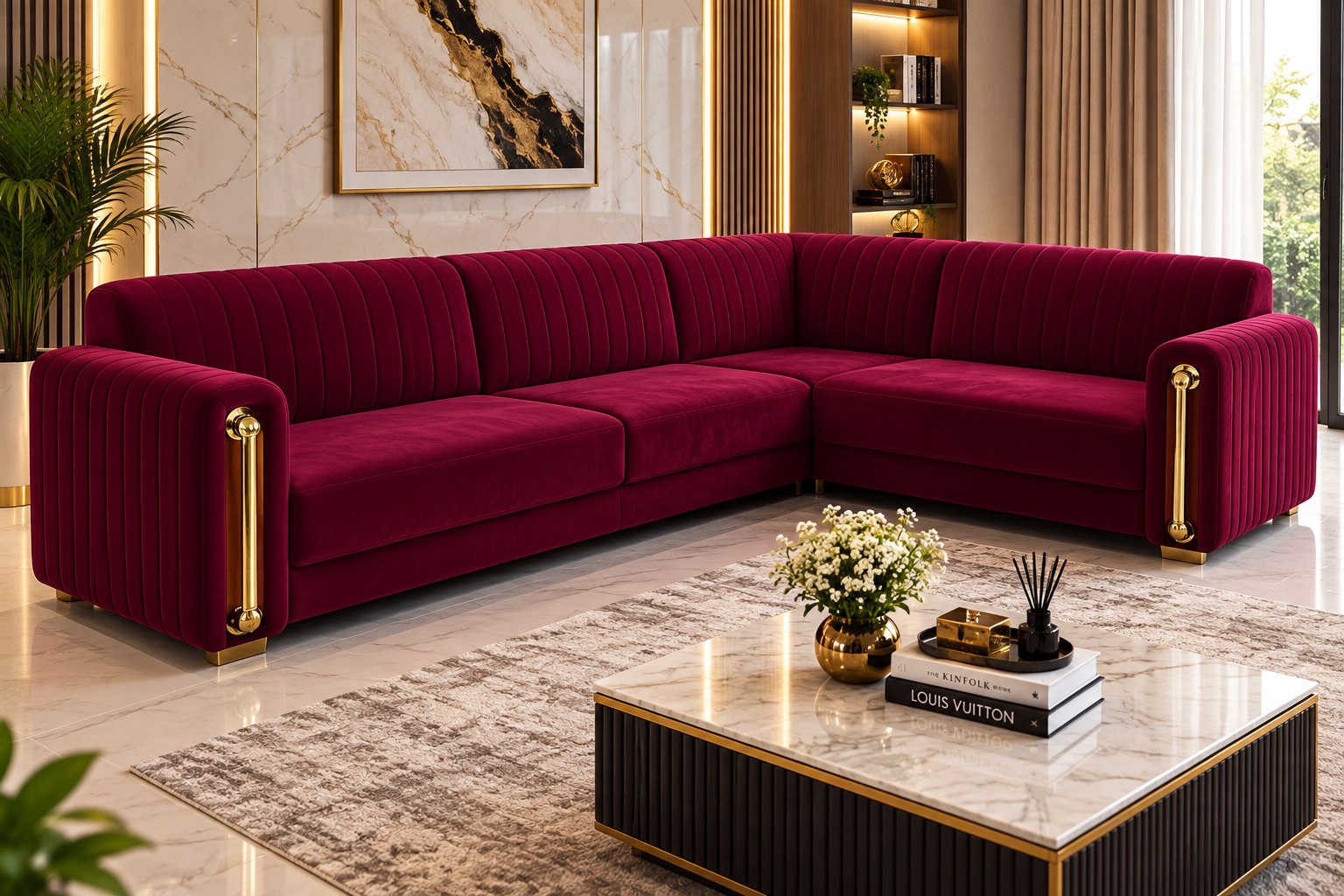 Emerald Velvet Channel Sectional