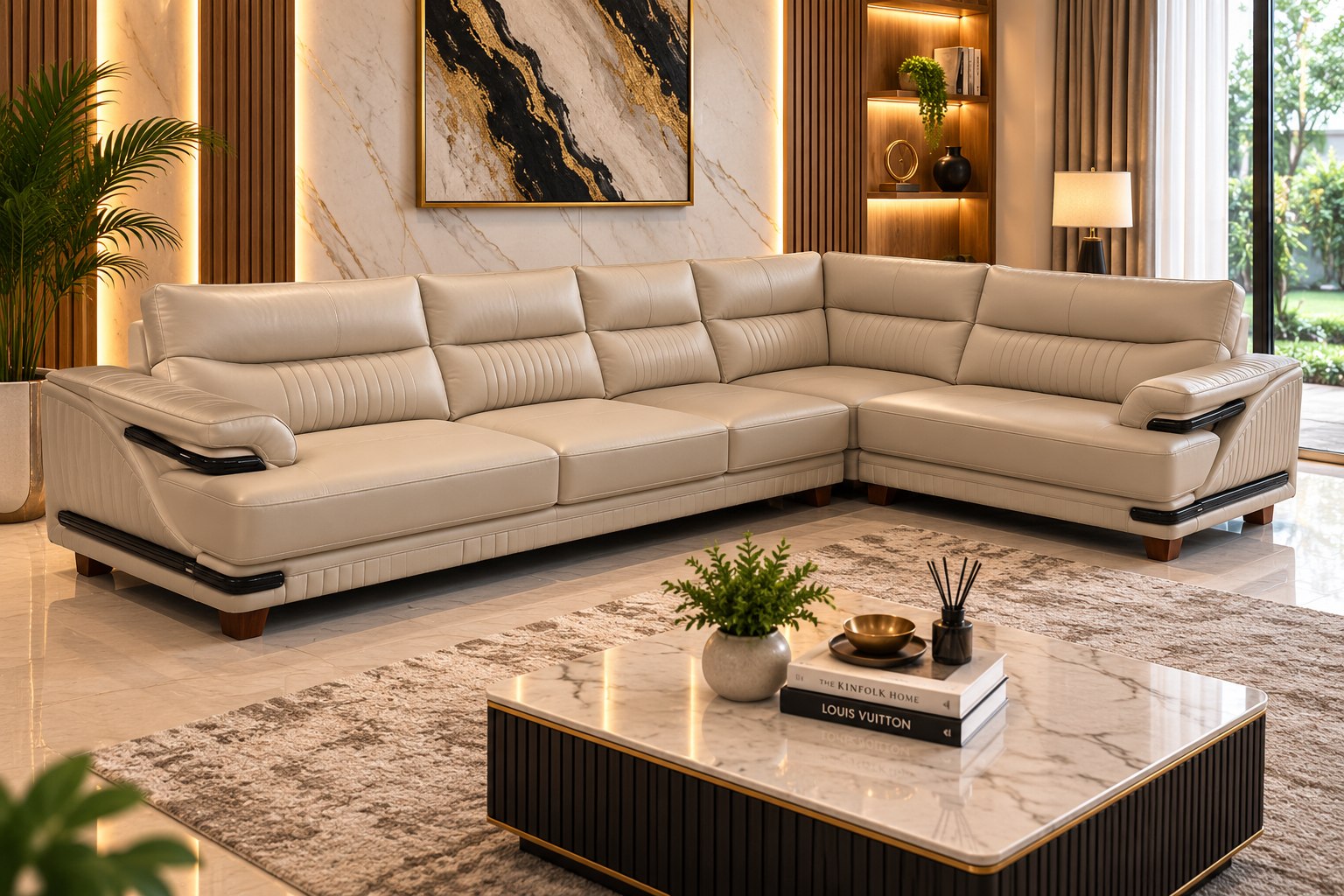 Modern Fluted Modular Corner Suite
