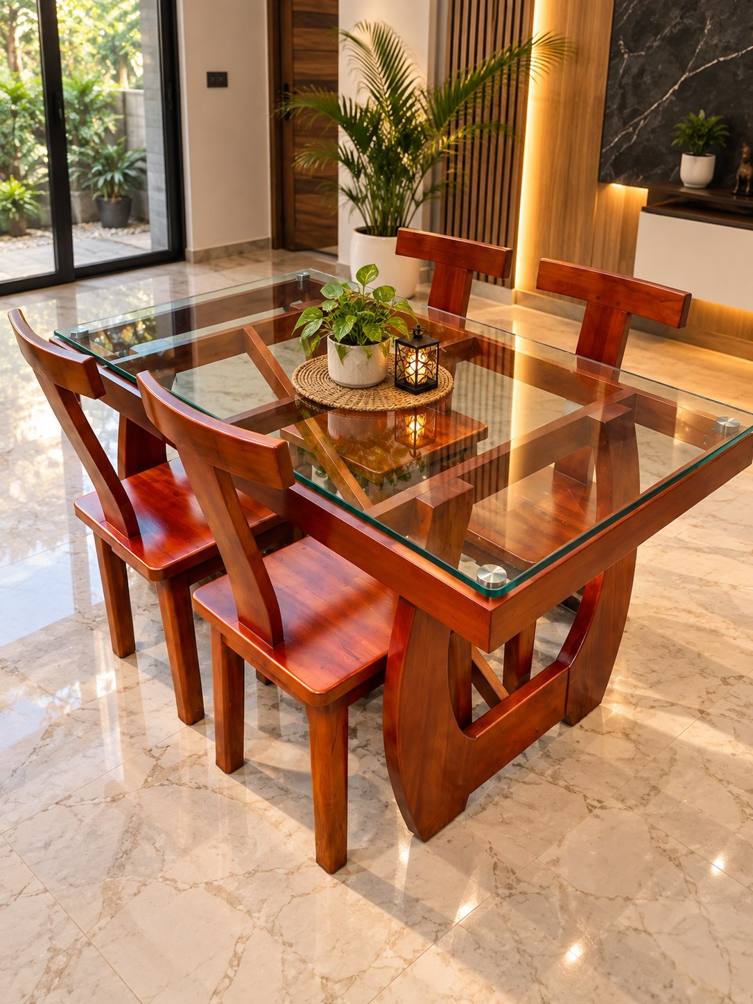 Sculptural Twin-Pedestal Dining Table
